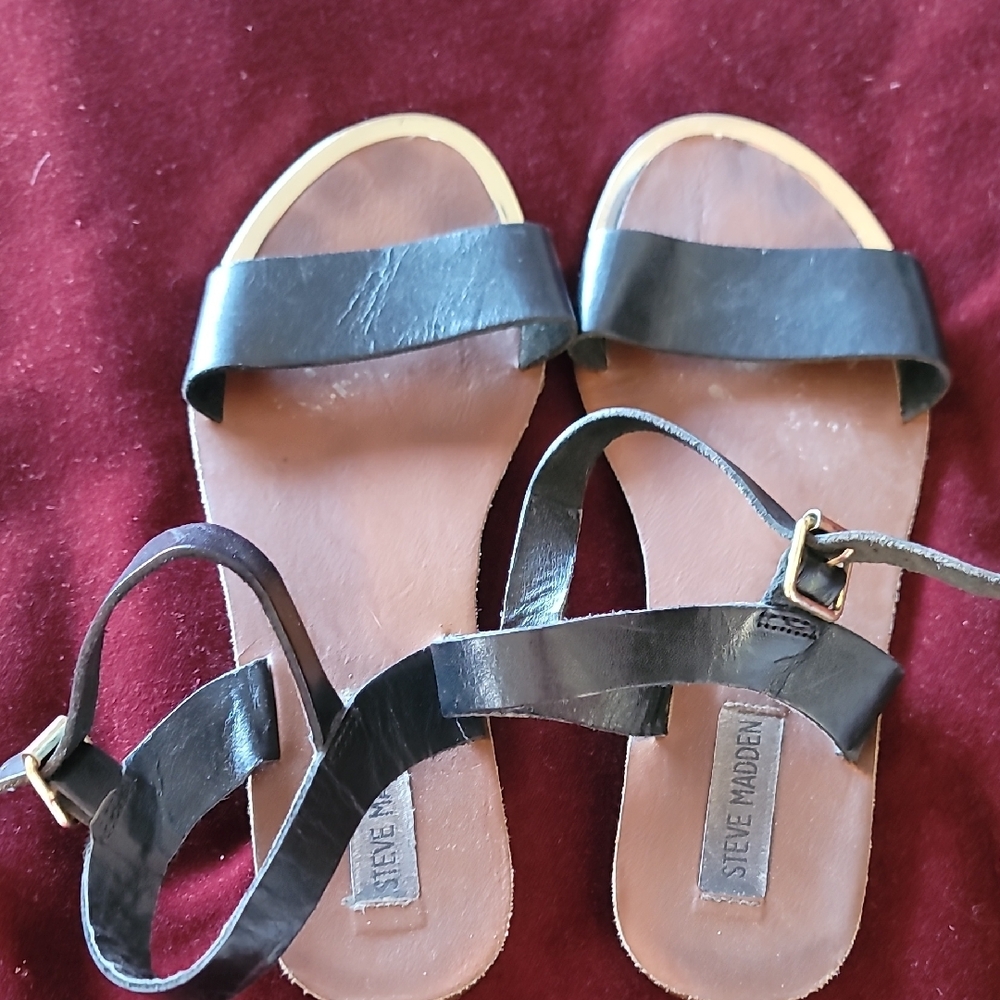 Steve Madden Black Leather Sandals